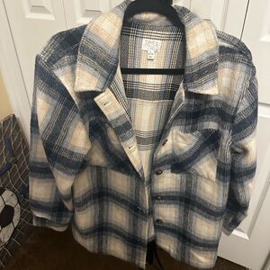 Time and Tru Navy and Cream Checkered Jacket